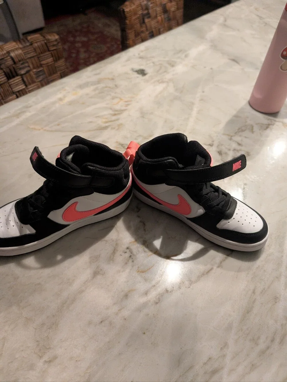 Nike Black, White & Pink Mid-Top Sneakers